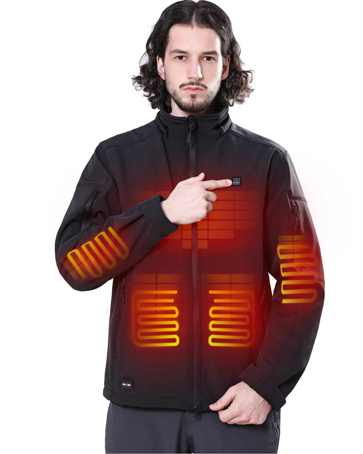 Men's Soft Shell Heated Jacket Detachable Hood With 12V Battery Pack