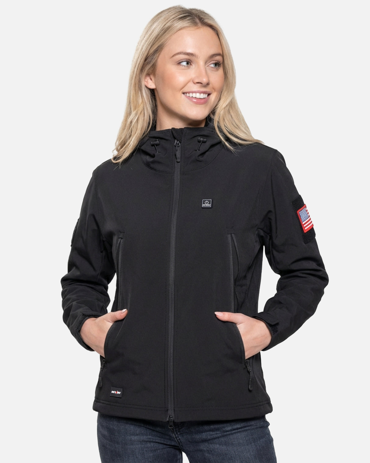 Women's Soft Shell Heated Jacket With 12V Battery Pack - Black