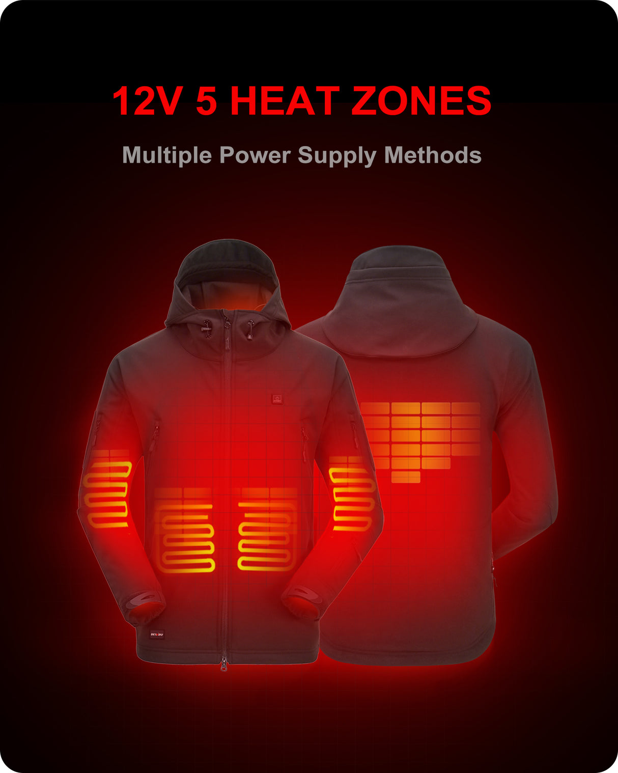 Men's Soft Shell Heated Jacket With 12V Battery Pack