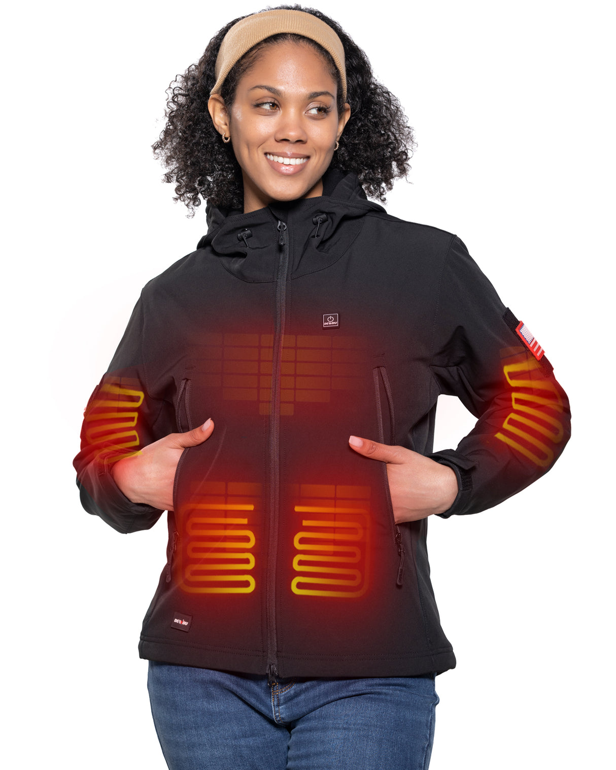 Women's Soft Shell Heated Jacket With 12V Battery Pack - Black