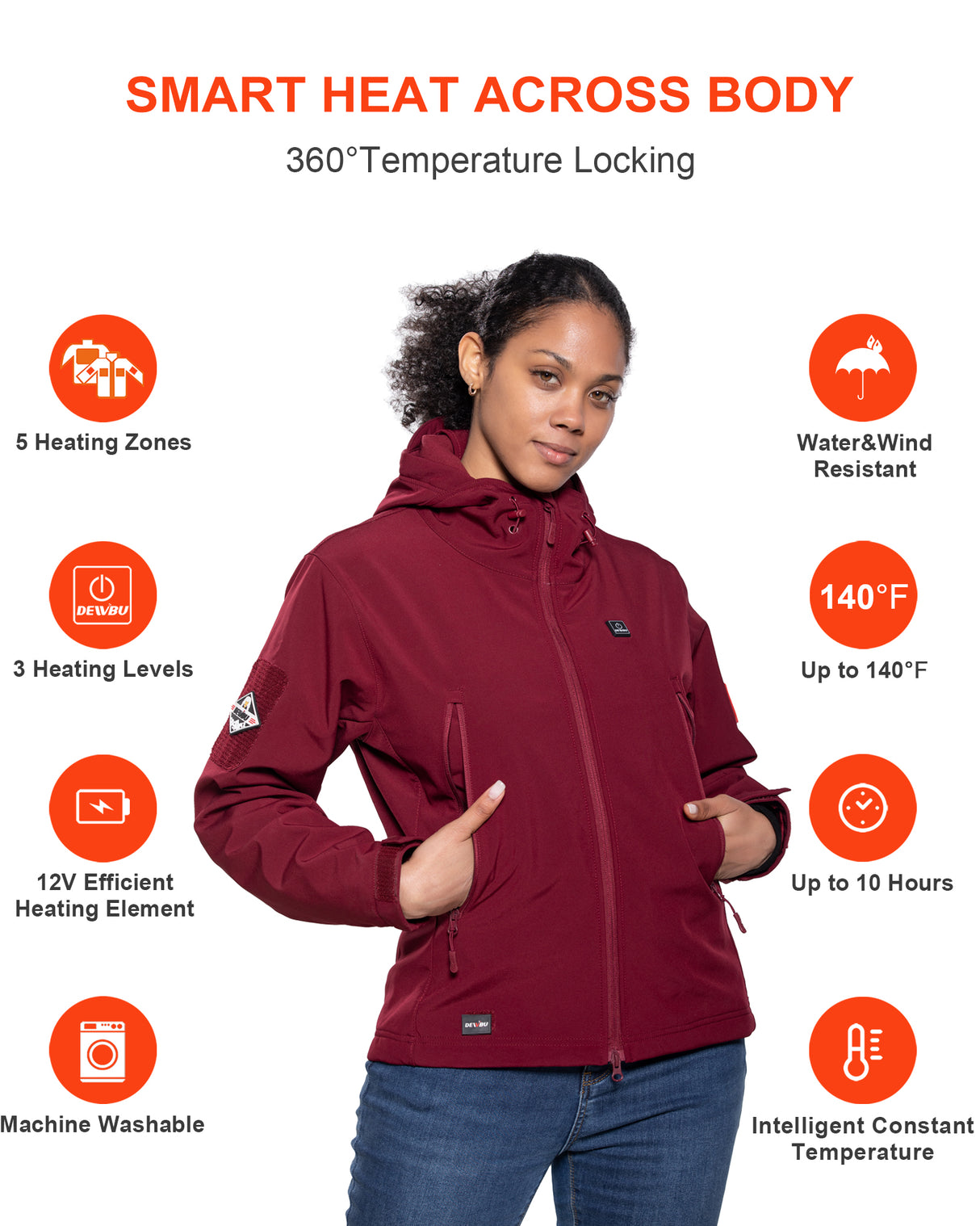 Women's Soft Shell Heated Jacket With 12V Battery Pack