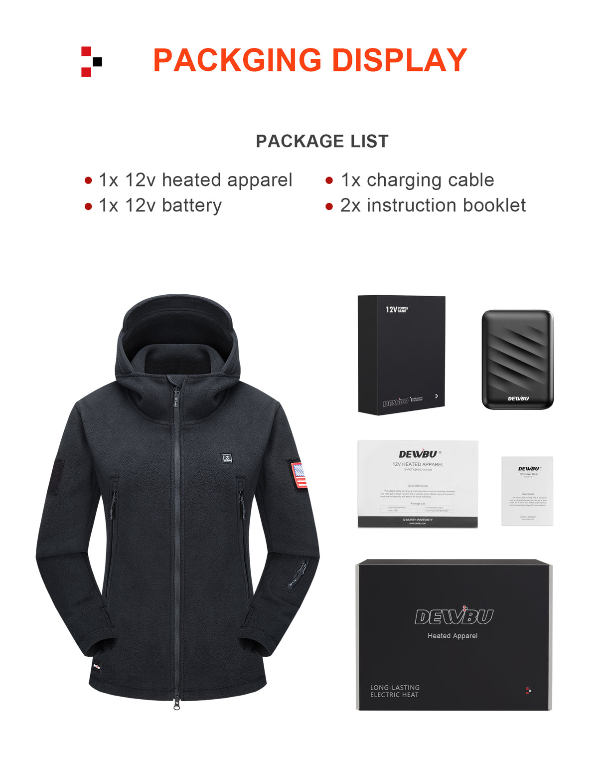 Women's Polar Fleece Heated Jacket With 12V Battery Pack - Heather Grey