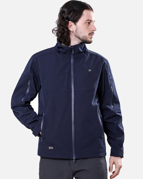 Men's Heated Jacket Detachable Hood With 12V Battery Pack - Dark Blue