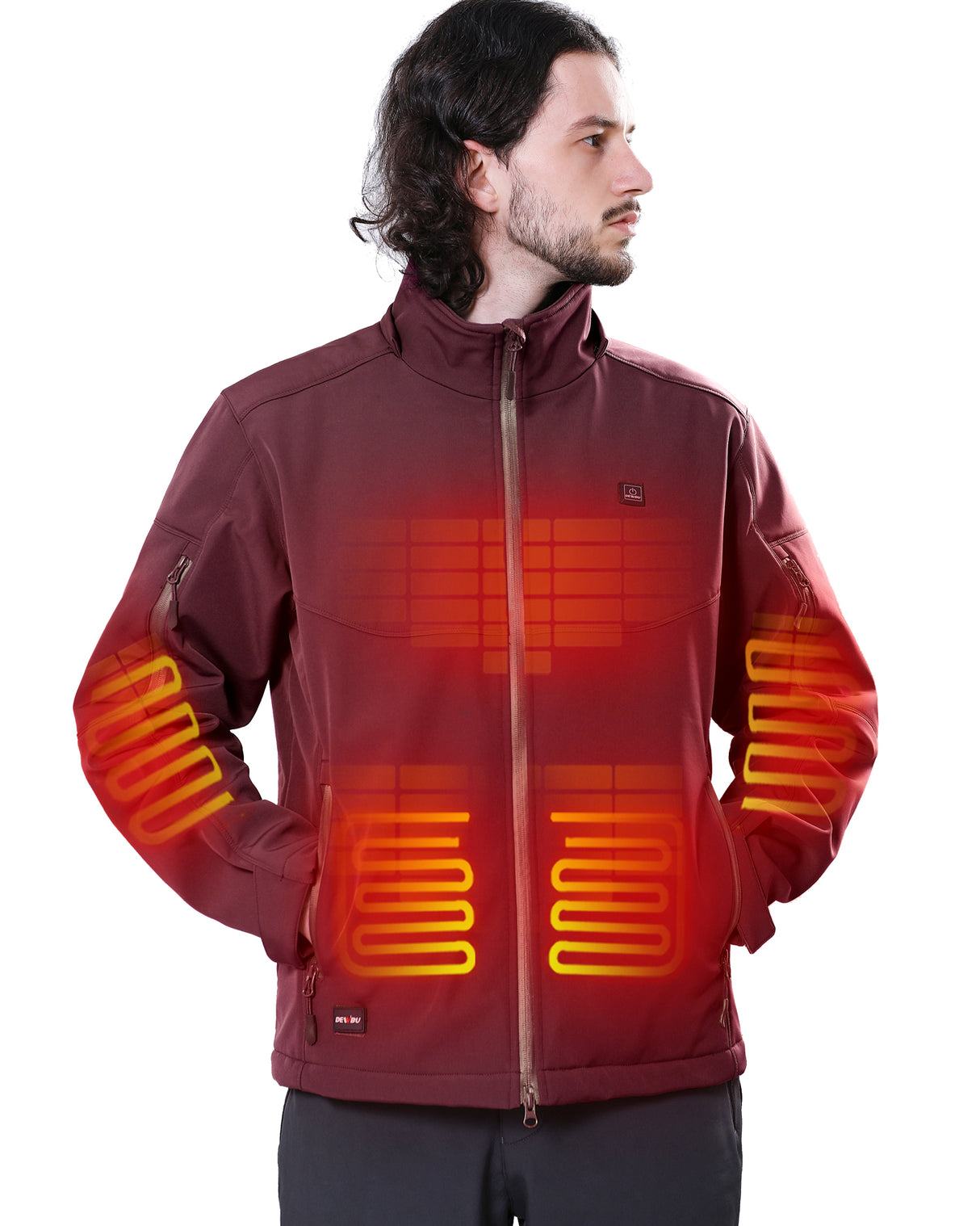 Men's Soft Shell Heated Jacket Detachable Hood With 12V Battery Pack