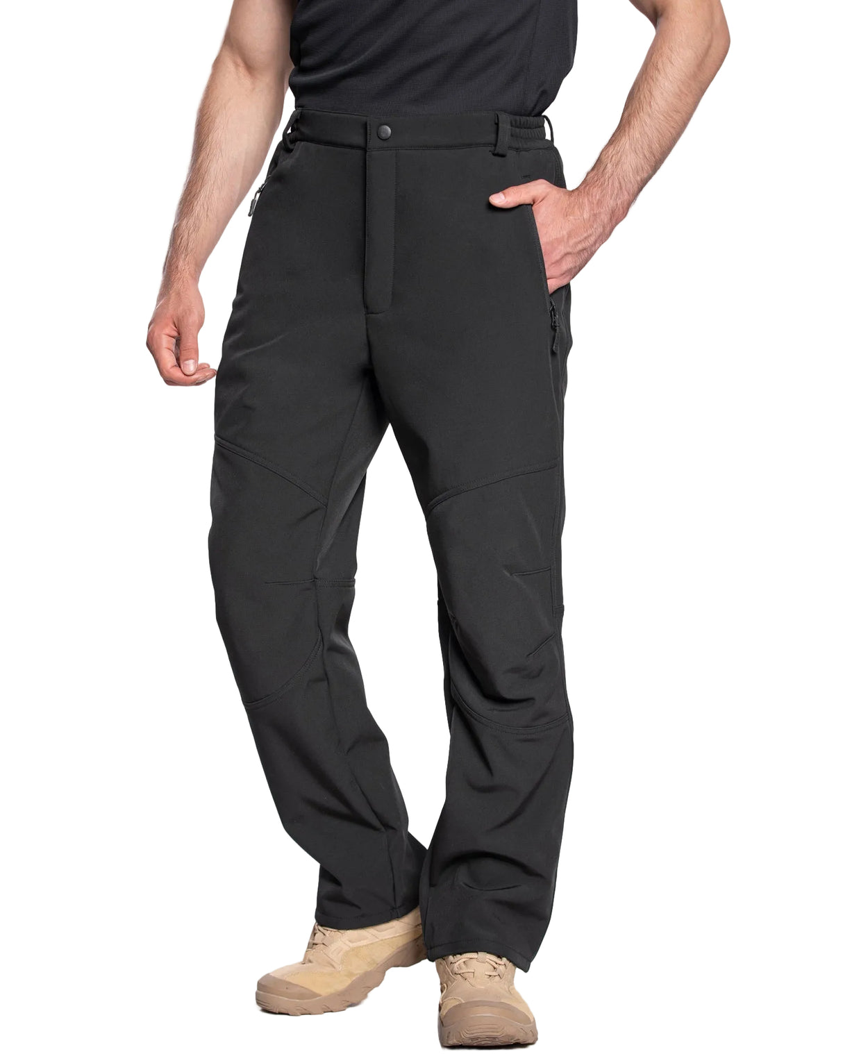 Men's Soft Shell Heated Pants with 12V Battery Pack Fleece Lined