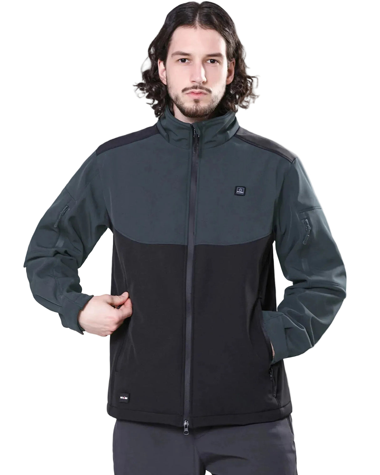 Men's Soft Shell Heated Jacket Detachable Hood With 12V Battery Pack
