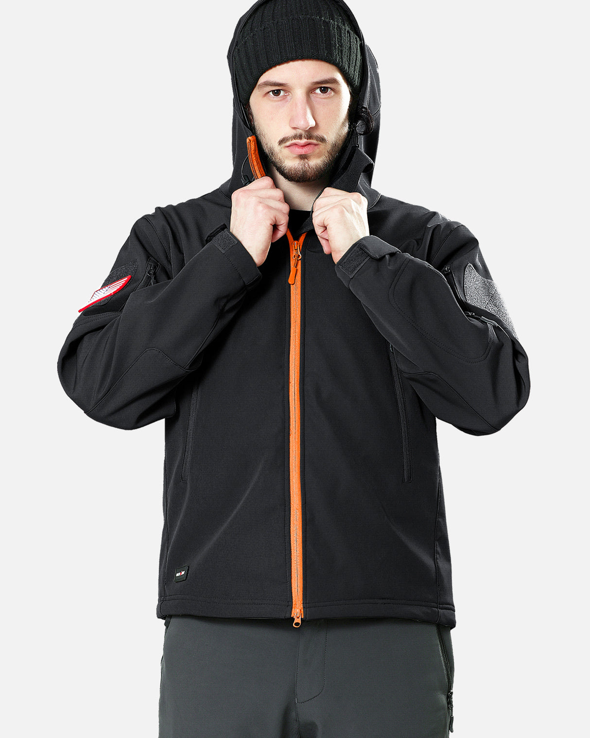 Men's Soft Shell Heated Jacket With 12V Battery Pack - Blaze Orange Zipper