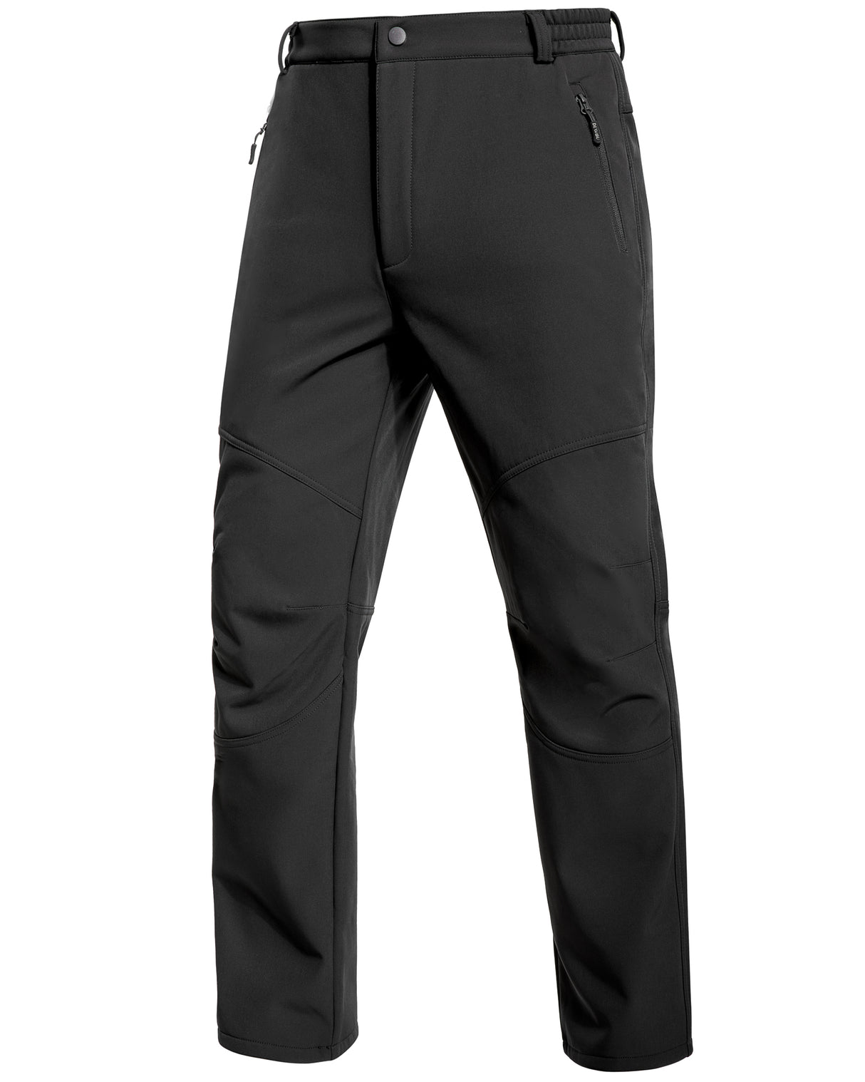 Men's Soft Shell  Heated Pants with 12V Battery Pack Fleece Lined - Pure Black