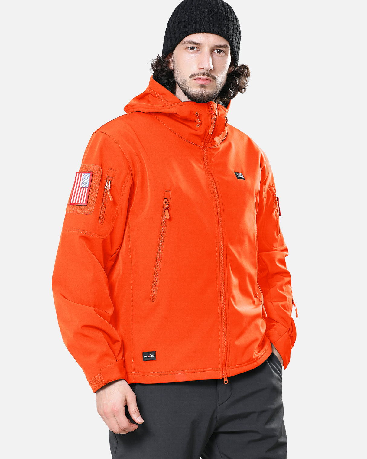 Men's Soft Shell Heated Jacket With 12V Battery Pack - Blaze Orange