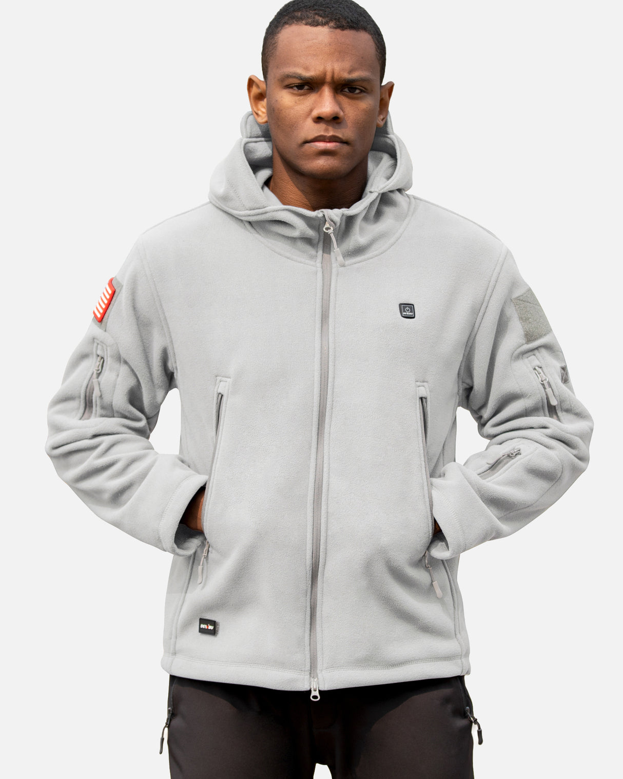 Men's Polar Fleece Heated Jacket With 12V Battery Pack - Heather Grey