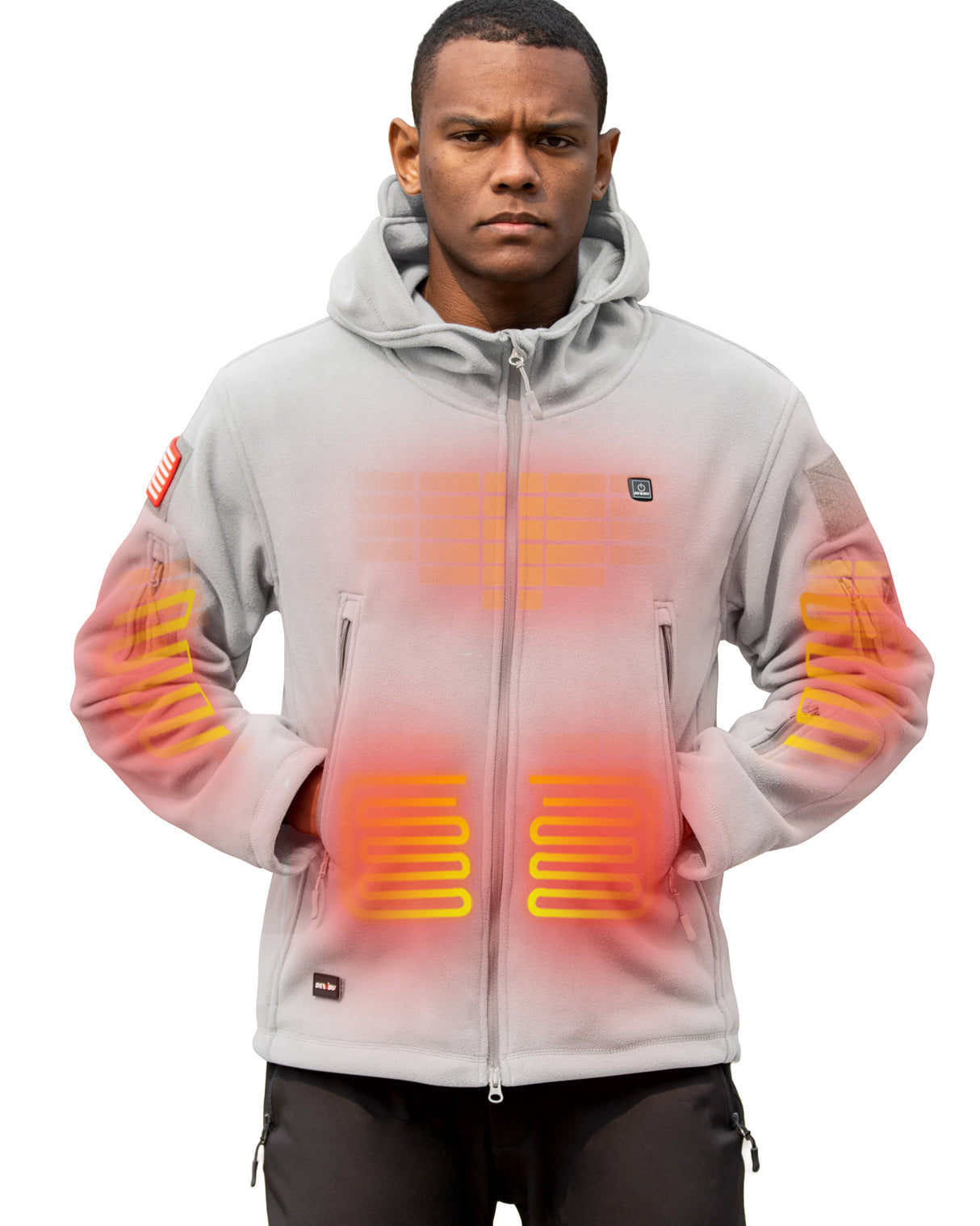 Men's Polar Fleece Heated Jacket With 12V Battery Pack - Heather Grey