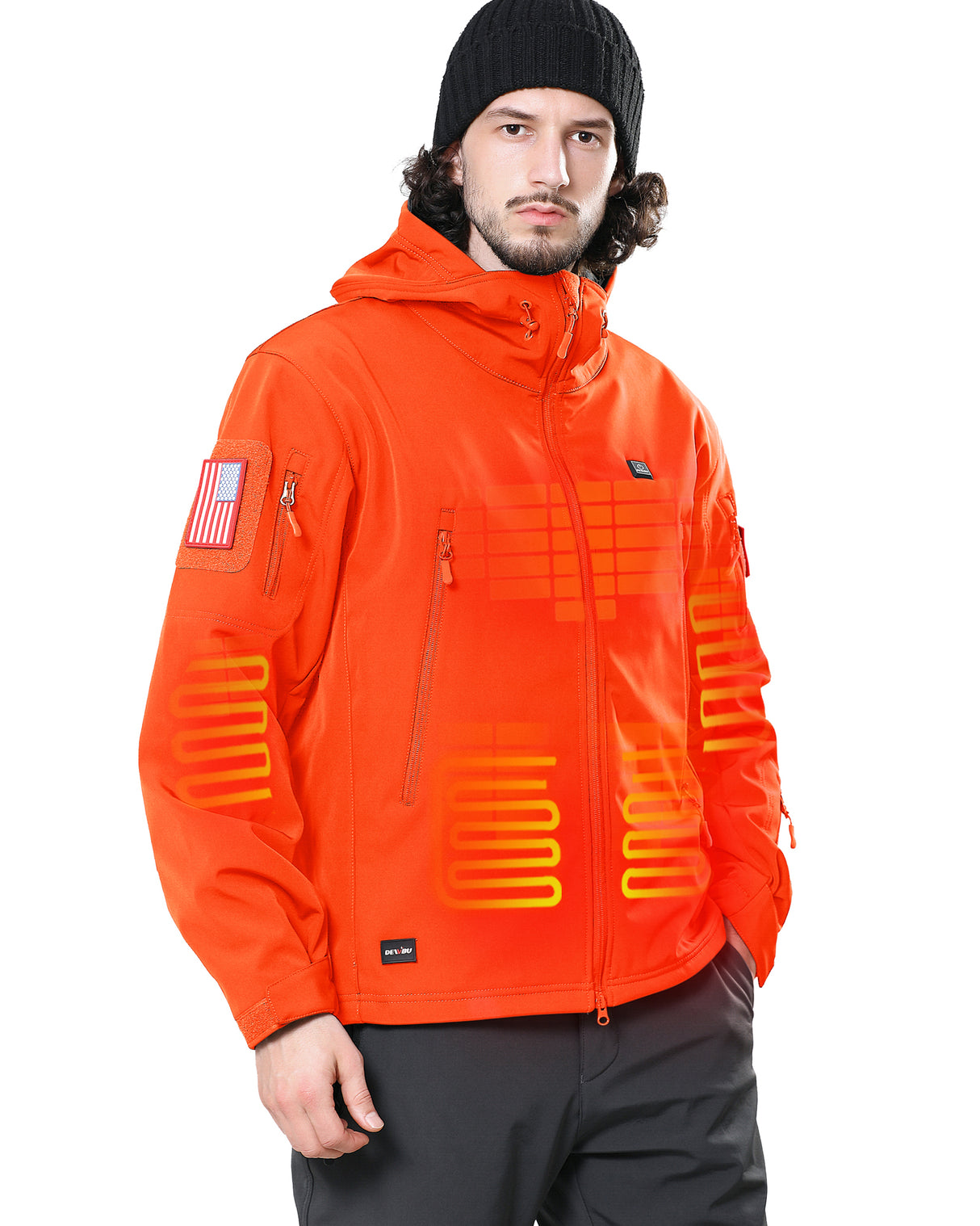 Men's Soft Shell Heated Jacket With 12V Battery Pack - Blaze Orange