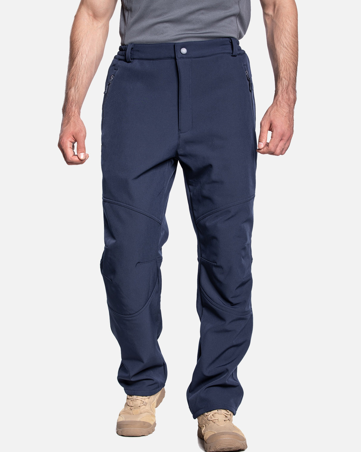 Men's Soft Shell Heated Pants with 12V Battery Pack Fleece Lined - Dark Blue