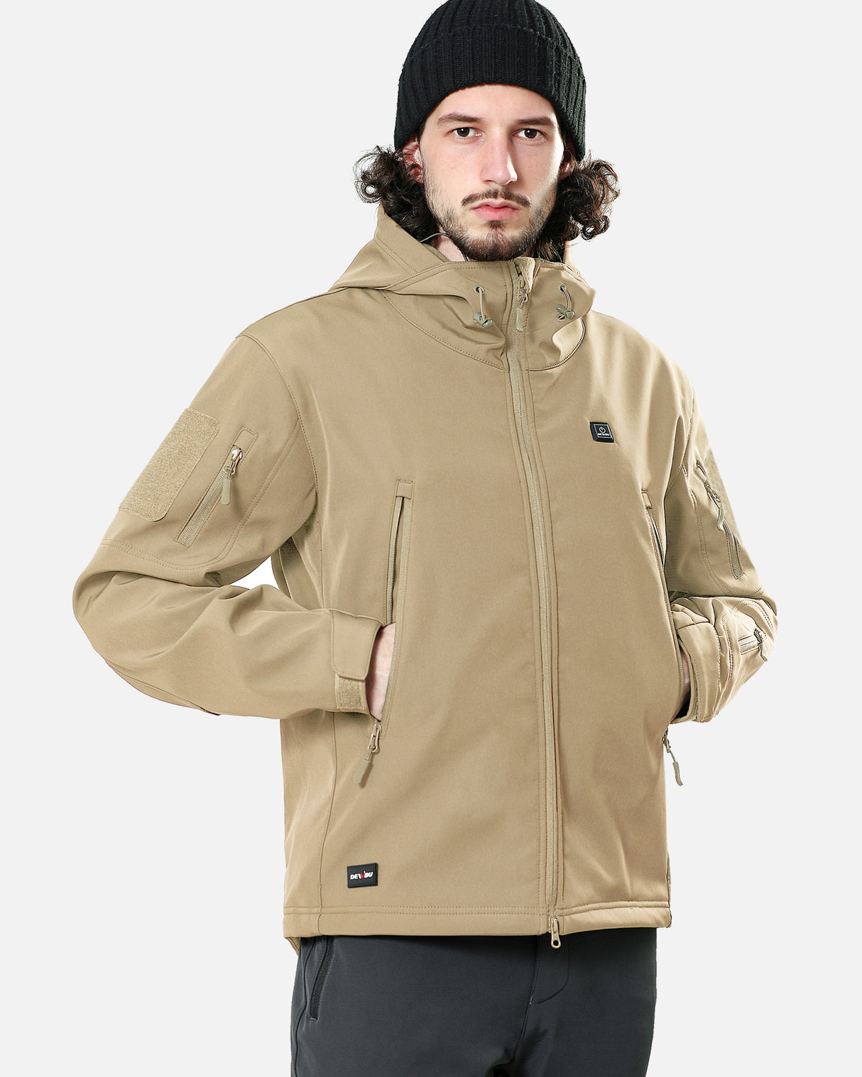 Men's Soft Shell Heated Jacket With 12V Battery Pack - Khaki
