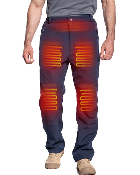 Men's Soft Shell  Heated Pants with 12V Battery Pack Fleece Lined - Dark Blue