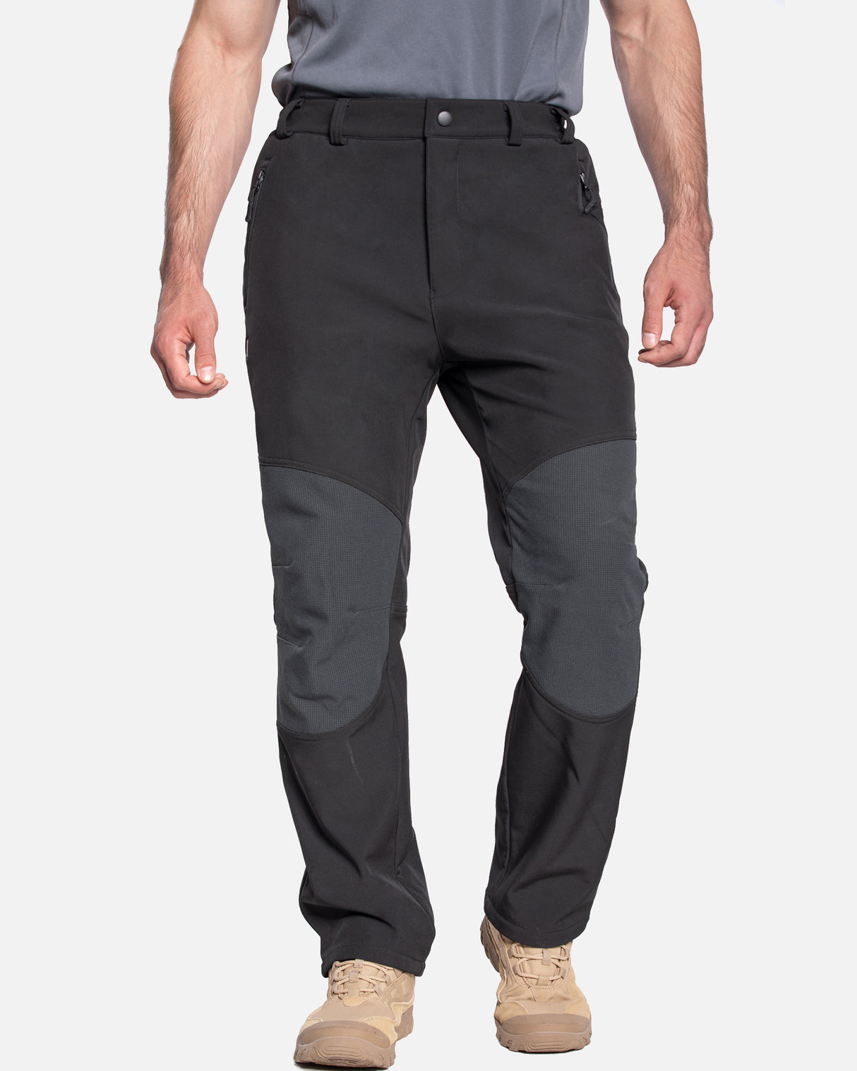 Men's Soft Shell Heated Pants with 12V Battery Pack Fleece Lined - Black