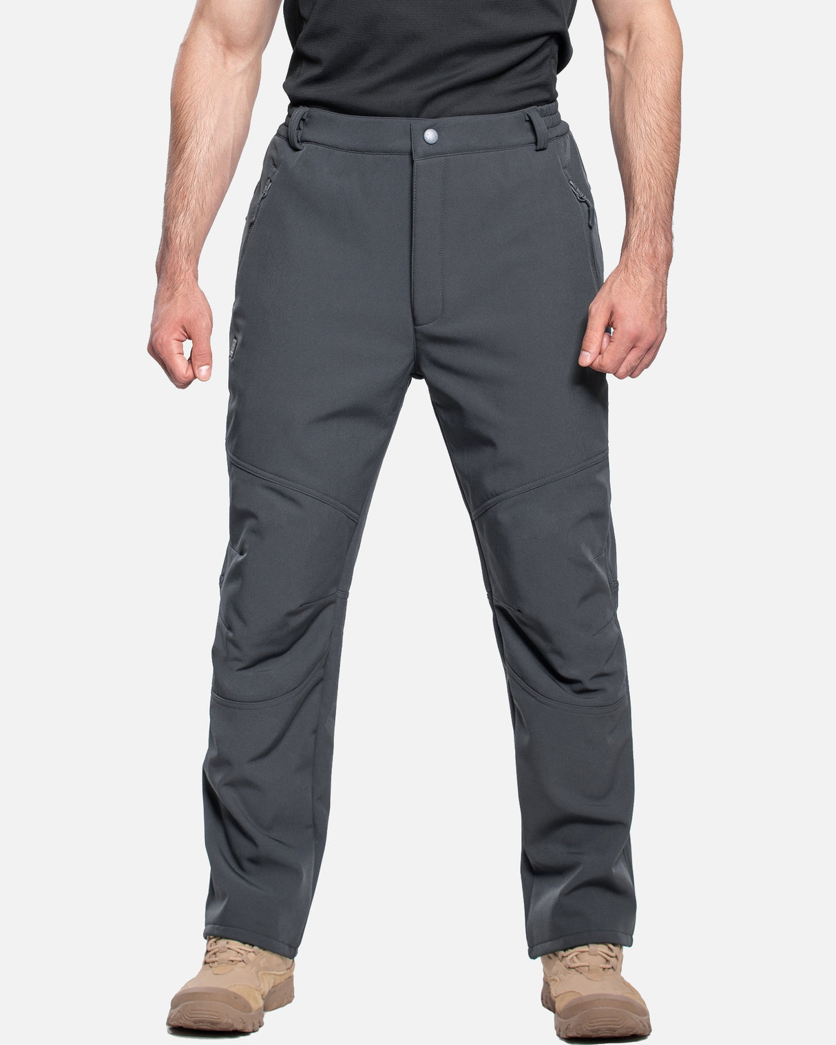 Men's Soft Shell Heated Pants with 12V Battery Pack Fleece Lined - Pure Grey