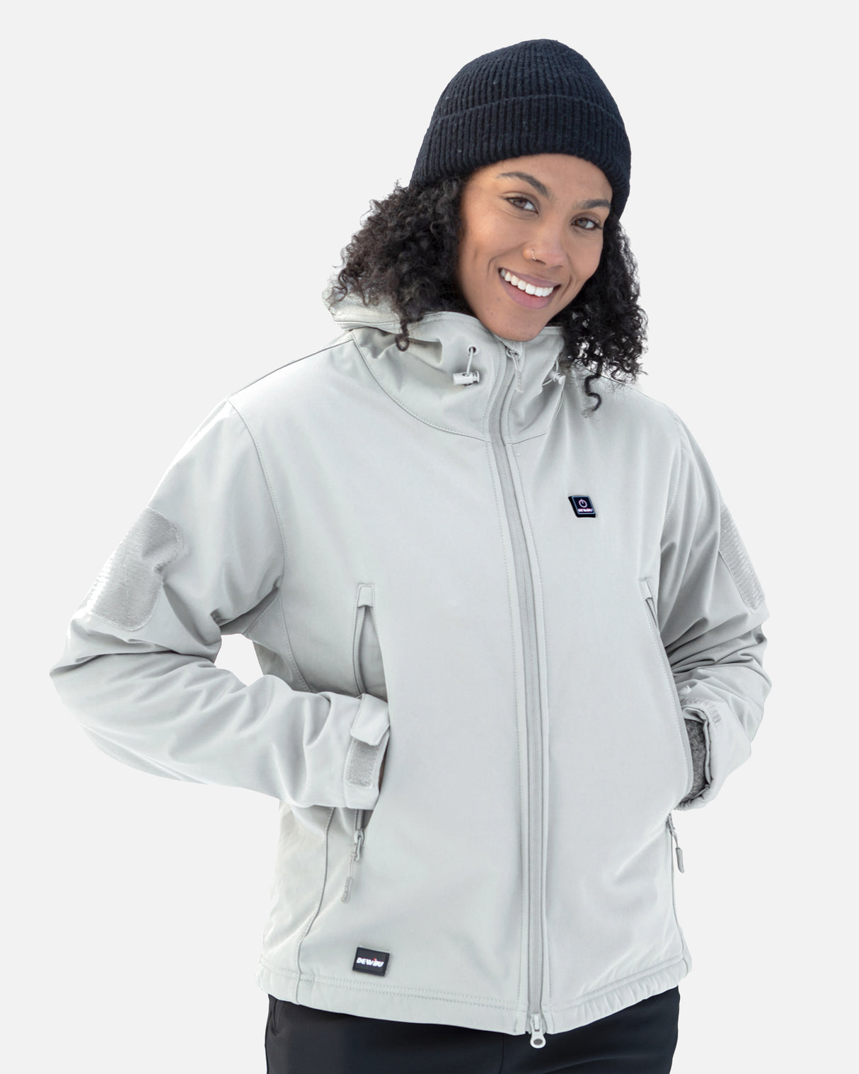Women's Soft Shell Heated Jacket With 12V Battery Pack -Ice Grey