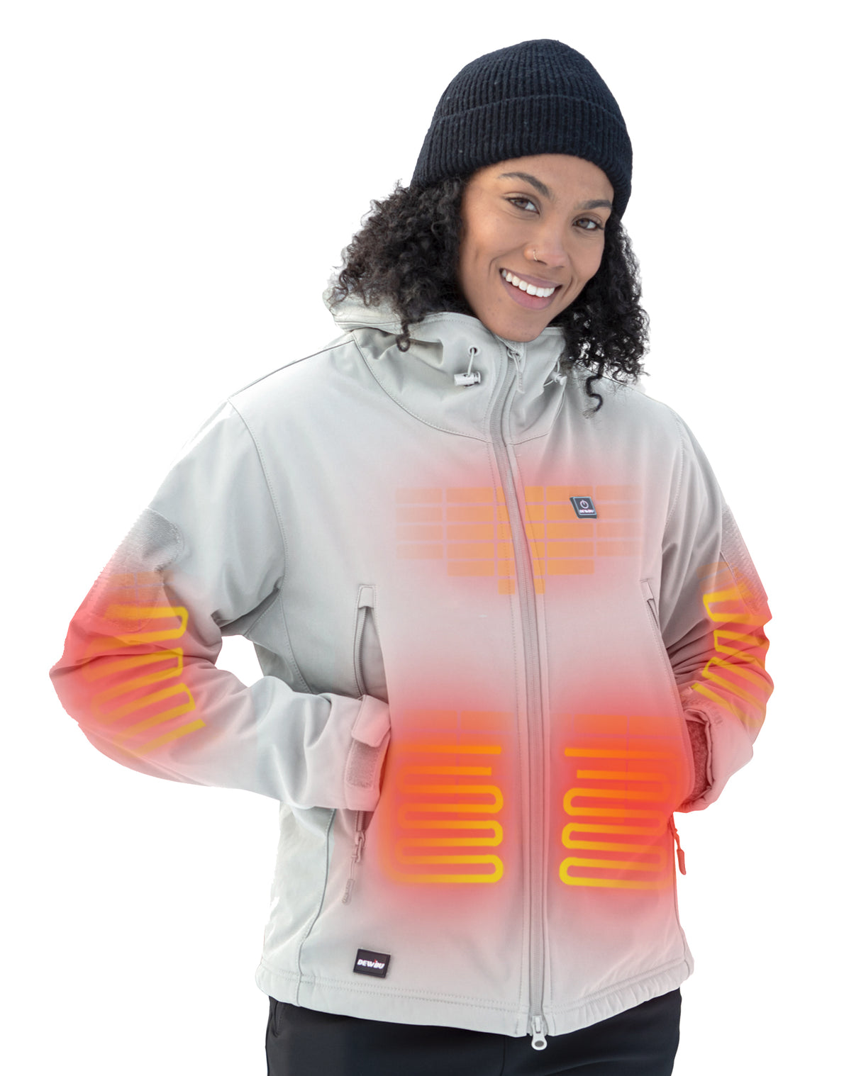 Women's Soft Shell Heated Jacket With 12V Battery Pack -Ice Grey