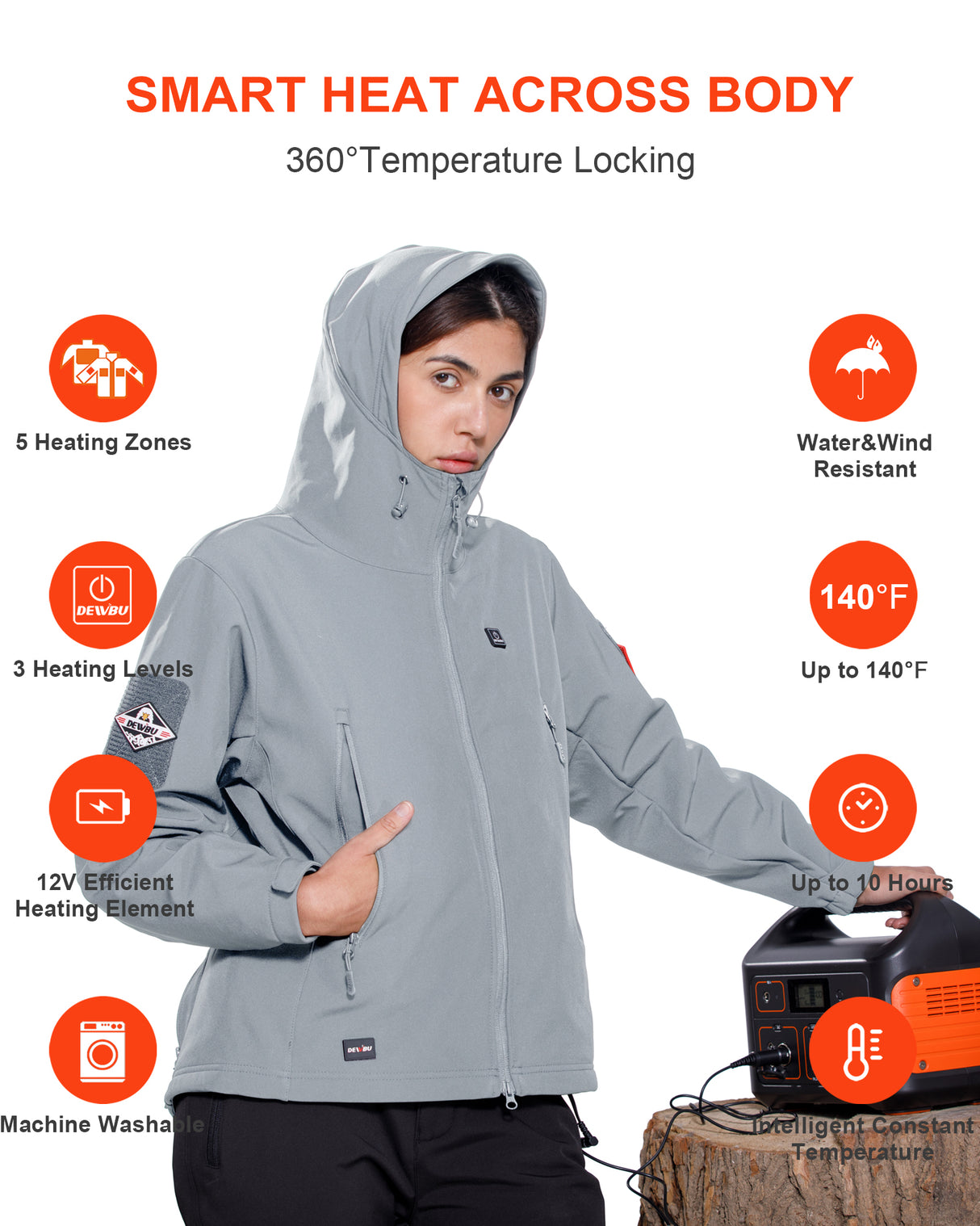 Women's Soft Shell Heated Jacket With 12V Battery Pack