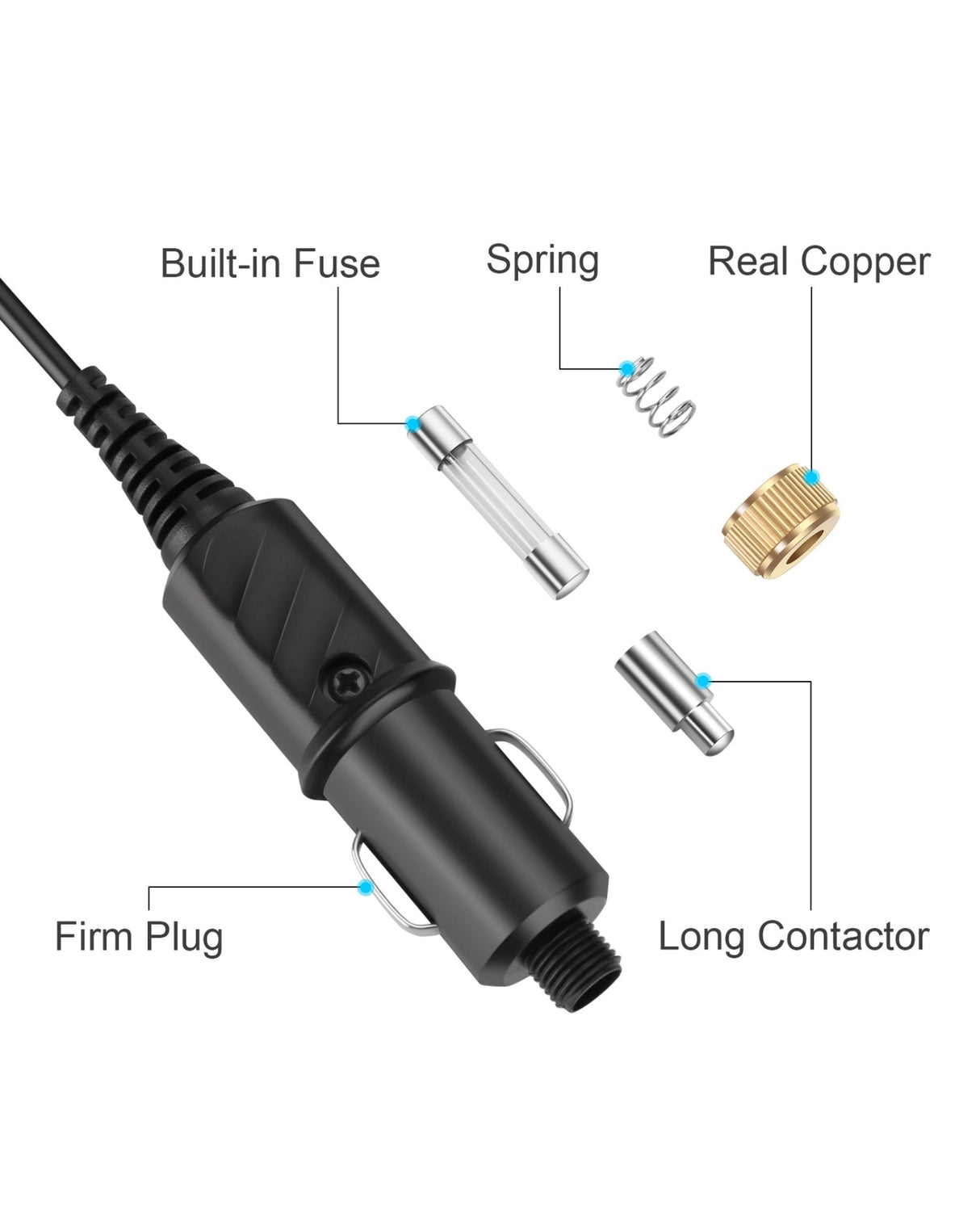 12V Heated Jacket Wire Cigarette Lighter Plug For Heating Gears