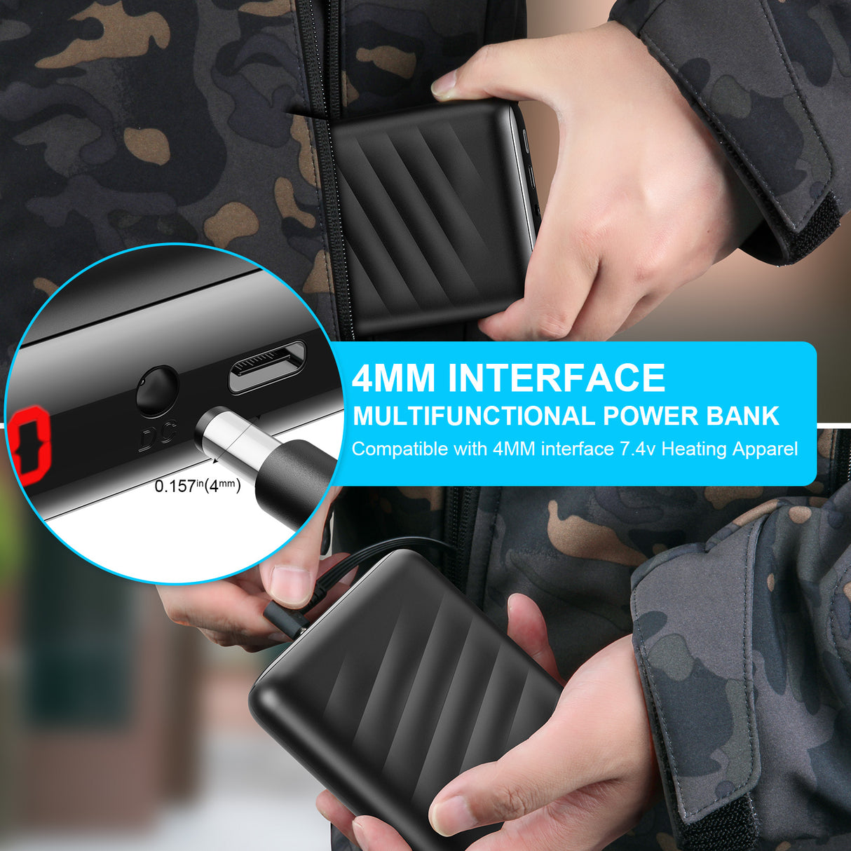 Heated Jacket 7.4V Power Bank with Intelligent LED Display