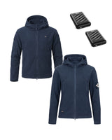 12V His & Hers Everyday-Comfort Fleece Heated Jacket & Extra Battery Bundle in Navy Blue
