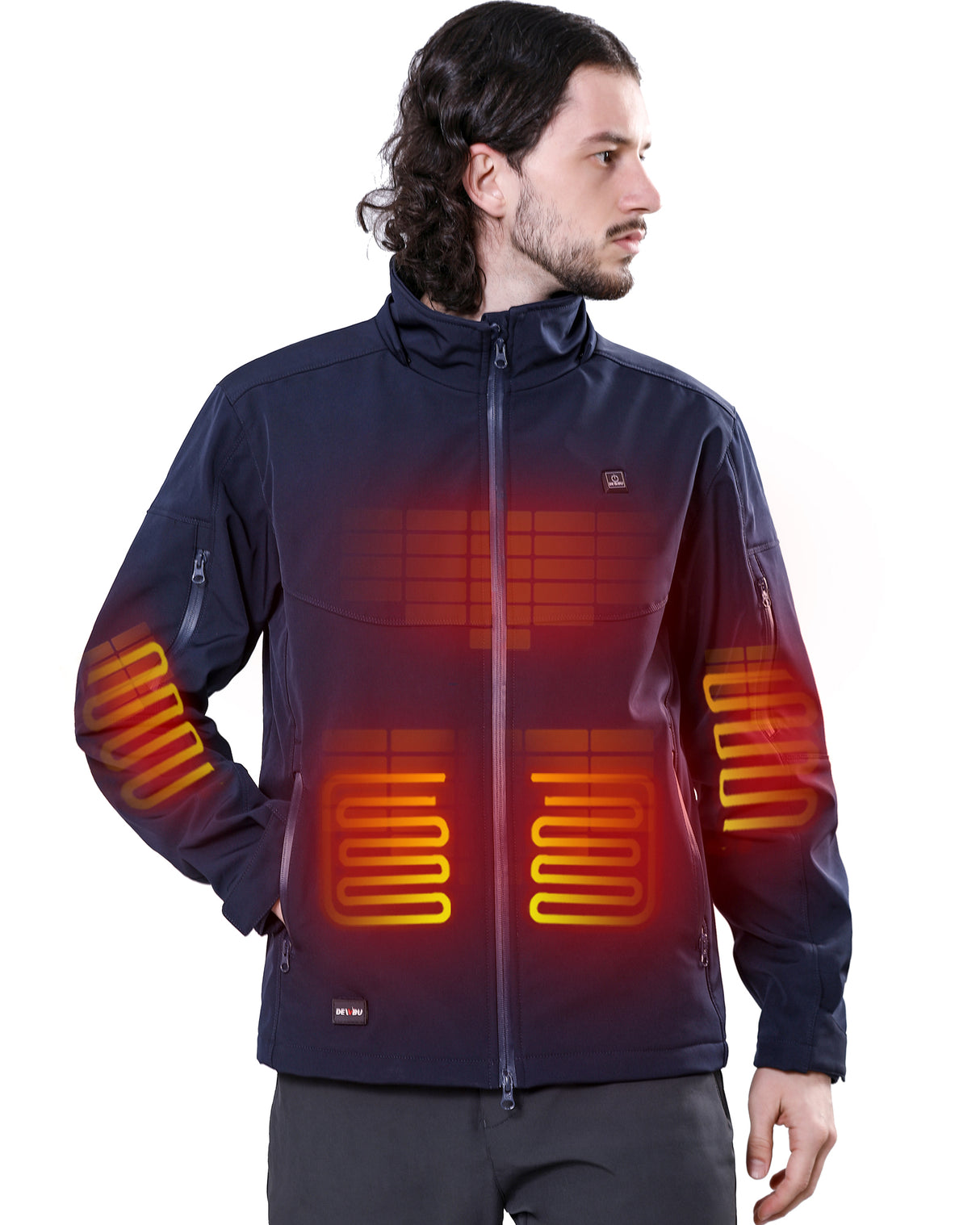 Men's Soft Shell Heated Jacket Detachable Hood With 12V Battery Pack