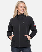 Women's Soft Shell Heated Jacket With 12V Battery Pack - Black
