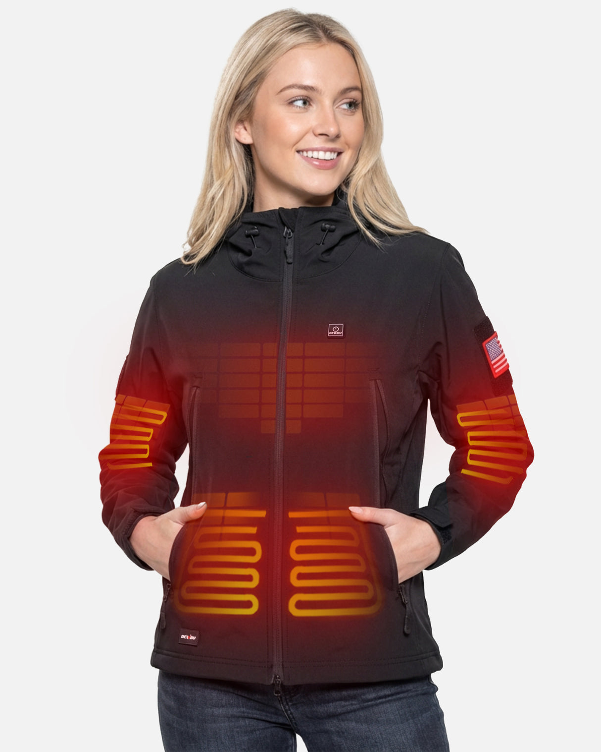 Women's Soft Shell Heated Jacket With 12V Battery Pack - Black