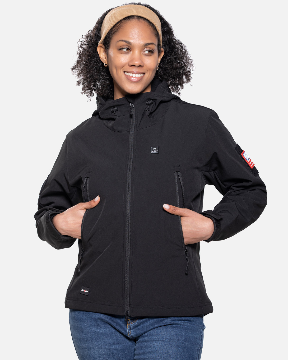 Women's Soft Shell Heated Jacket With 12V Battery Pack - Black