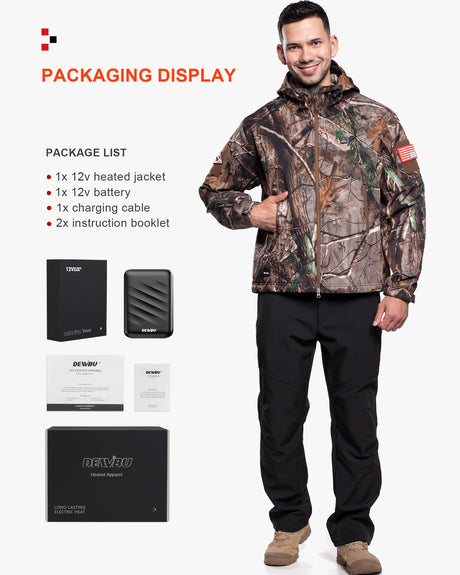 Men's Soft Shell Heated Jacket With 12V Battery Pack
