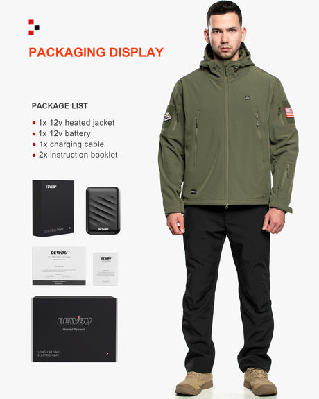 Men's Soft Shell Heated Jacket With 12V Battery Pack