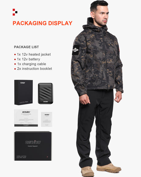 Men's Soft Shell Heated Jacket With 12V Battery Pack