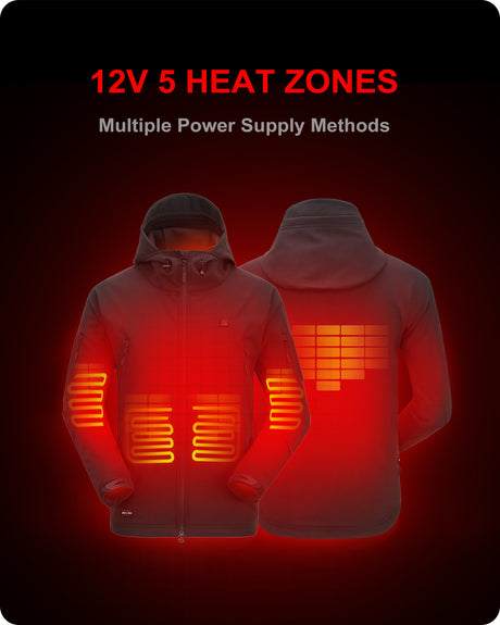 Men's Soft Shell Heated Jacket With 12V Battery Pack
