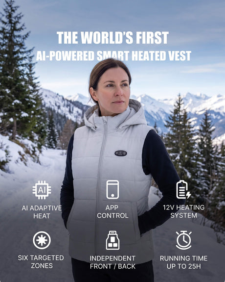 Pre-Order | Women's AI-Powered Smart Heated Vest with 12V Battery Pack