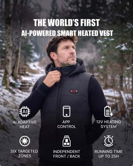 Pre-Order | Men's AI-Powered Smart Heated Vest with 12V Battery Pack