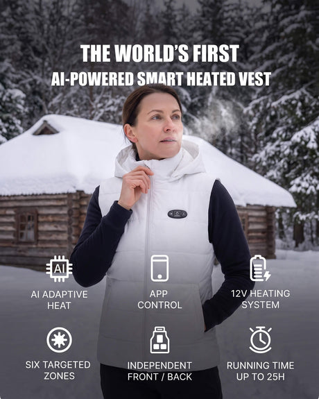 Pre-Order | Women's AI-Powered Smart Heated Vest with 12V Battery Pack