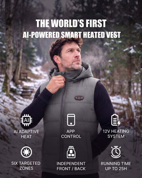 Pre-Order | Men's AI-Powered Smart Heated Vest with 12V Battery Pack