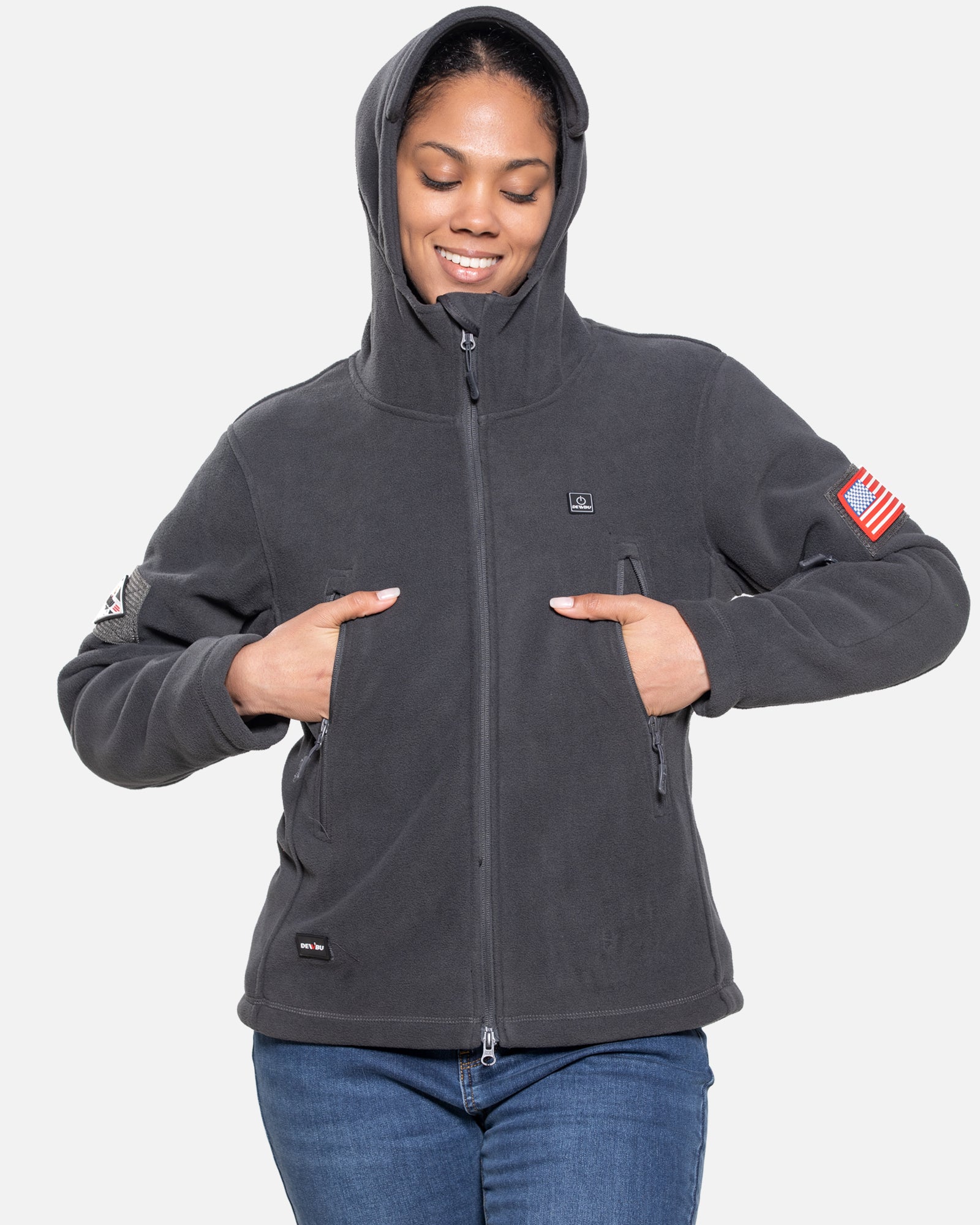 DEWBU® Women's Polar Fleece Heated Jacket With 12V Battery Pack - Grey
