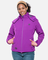 Women's Soft Shell Heated Jacket Detachable Hood With 12V Battery Pack