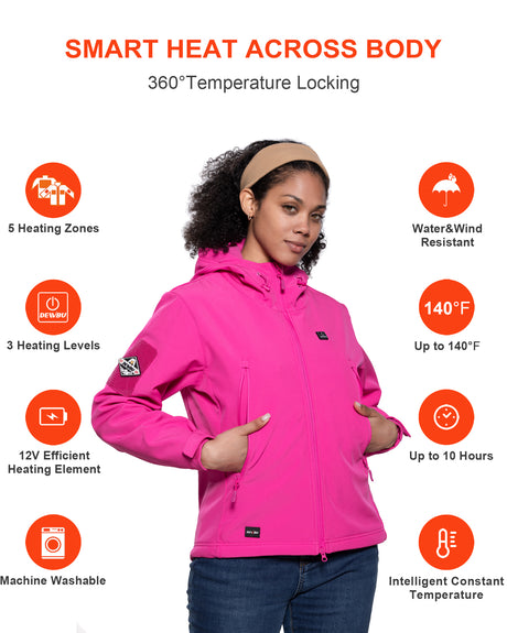 Women's Soft Shell Heated Jacket With 12V Battery Pack