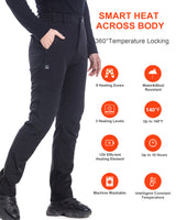 Women's Soft Shell  Heated Pants with 12V Battery Pack Fleece Lined - Black
