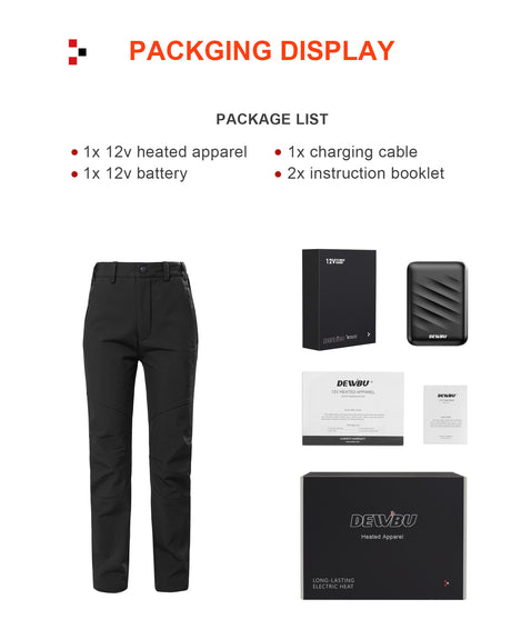 Women's Soft Shell  Heated Pants with 12V Battery Pack Fleece Lined