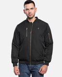 Men's Heated Bomber Padded Jacket with 12V Battery Pack -Black With Copper Zipper