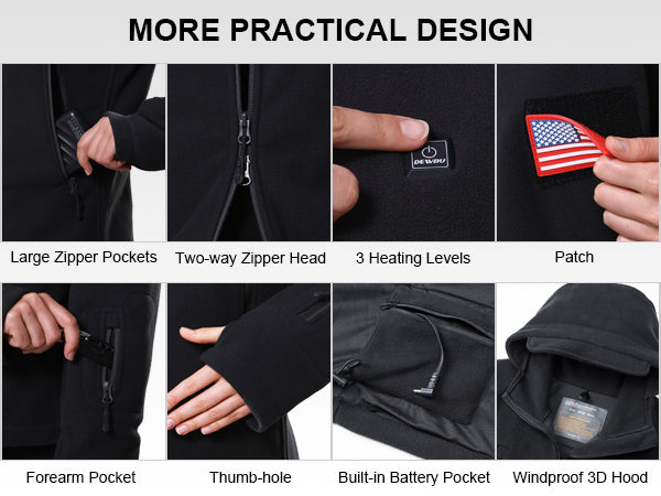 Women's Polar Fleece Heated Jacket With 12V Battery Pack - Navy Blue
