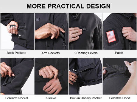 Women's Soft Shell Heated Jacket With 12V Battery Pack - Black