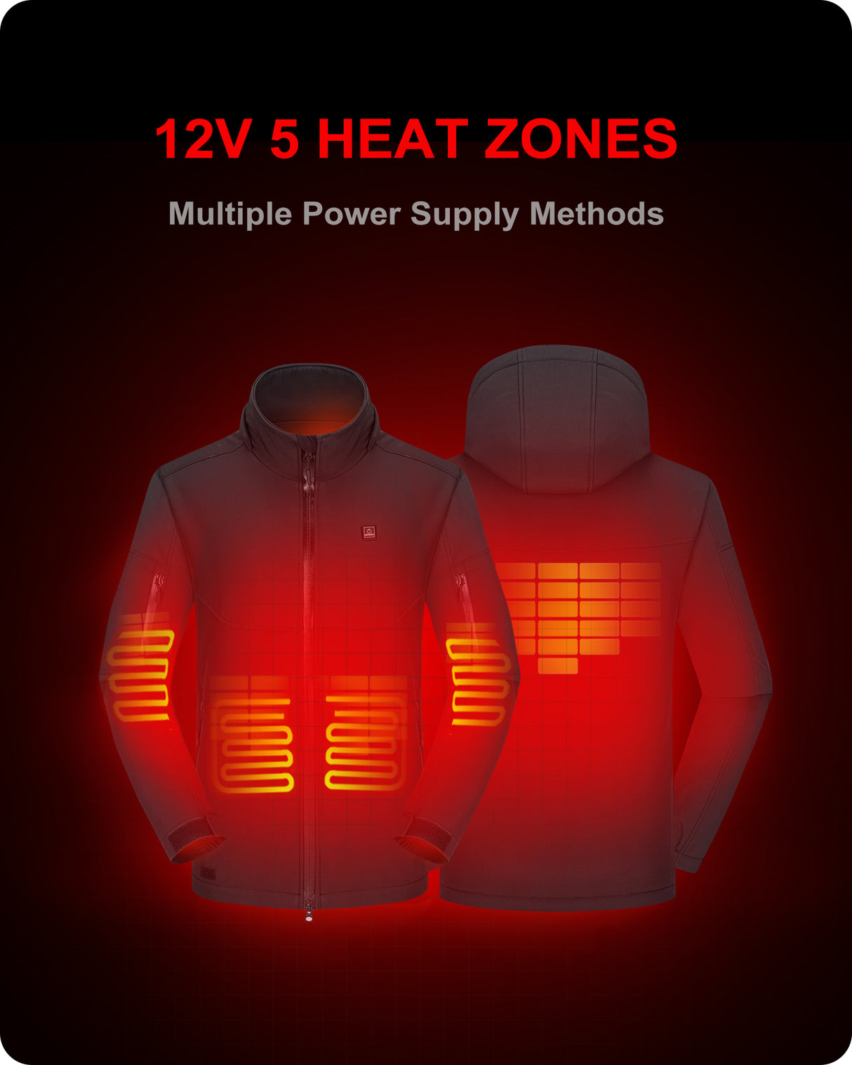 Men's Heated Jacket Detachable Hood With 12V Battery Pack - Dark Blue
