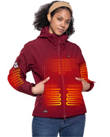 Women's Soft Shell Heated Jacket With 12V Battery Pack - Red