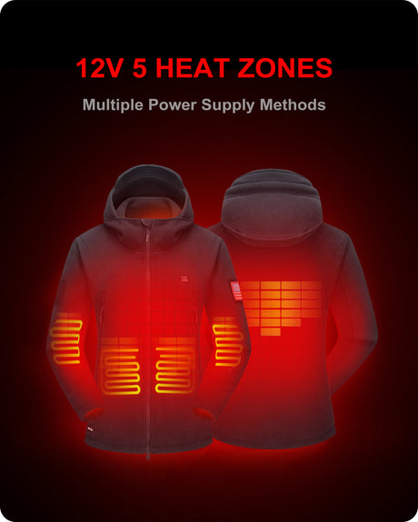 Women's Polar Fleece Heated Jacket With 12V Battery Pack